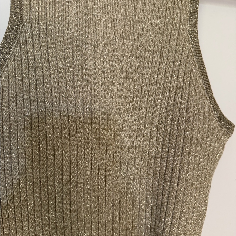 superdown Metallic Gold Ribbed Tank - Picture 2 of 5